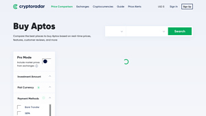 Screenshot of Buy Aptos: Compare 10 Best Exchanges (183 Reviews) - Cryptoradar