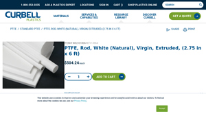 Curbell Plastics - PTFE Rod, White (Natural), Virgin, Extruded