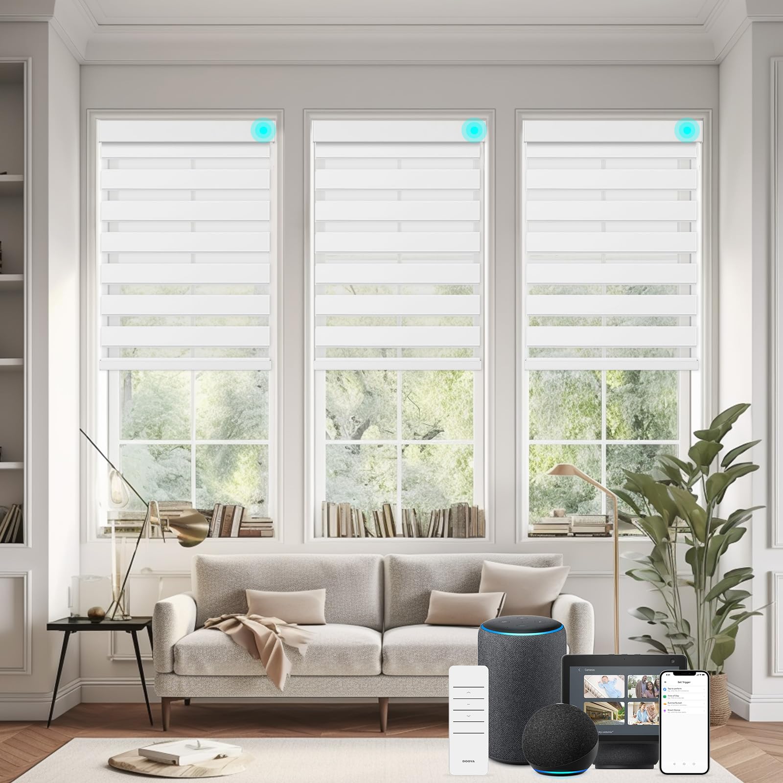An application scenario or product detail of customized zebra blinds with motor - Image 1