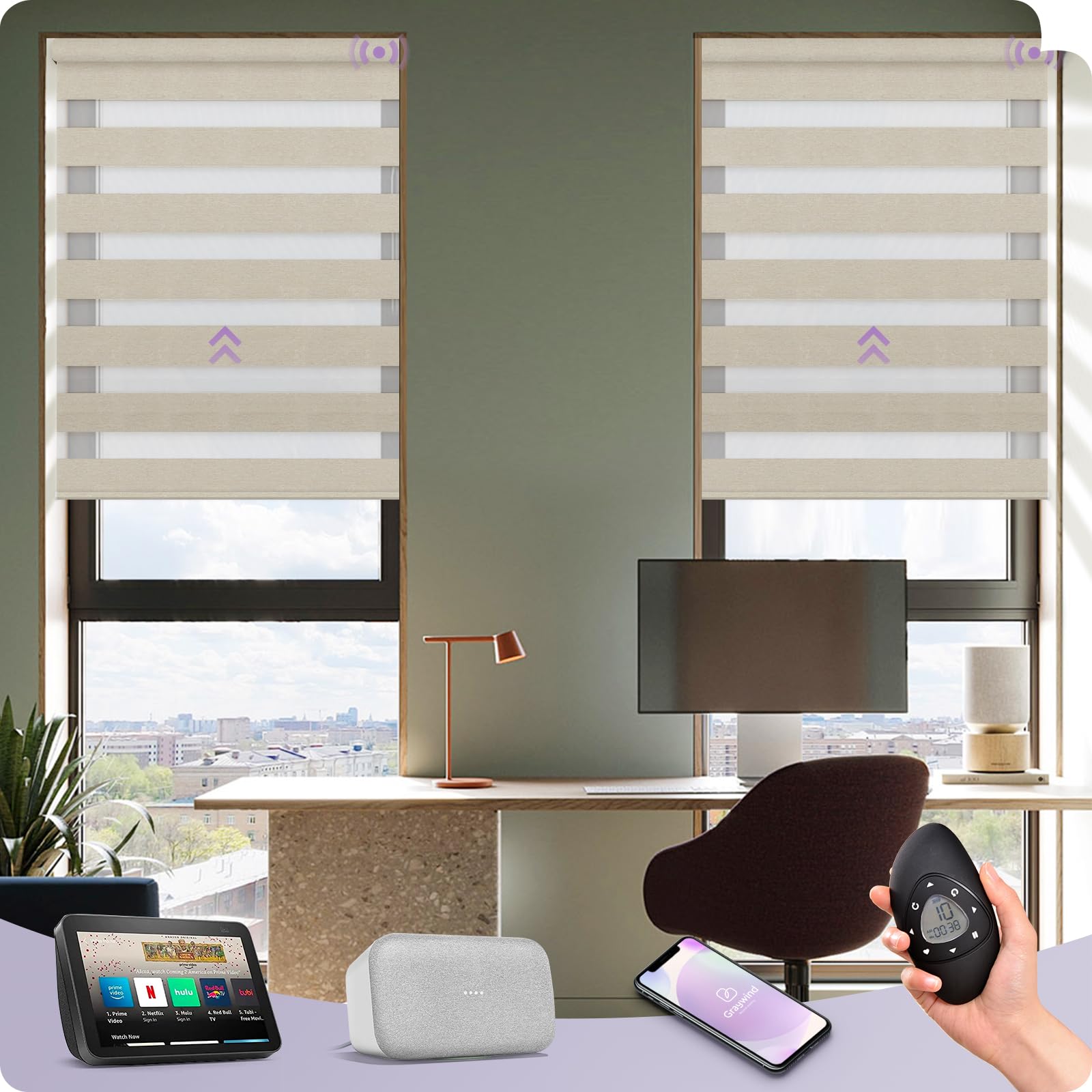 An application scenario or product detail of customized zebra blinds with motor - Image 7