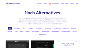 Screenshot of 1inch Alternatives & Competitors - DeFi Prime