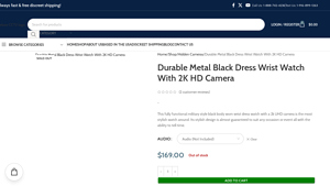 Deluxe - Durable Metal Black Dress Wrist Watch with 2K HD Camera