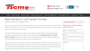 Dependable Acme - Right-Handed & Left-Handed Fasteners