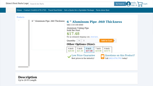 Direct Pivot Parts - 6 Aluminum Pipe