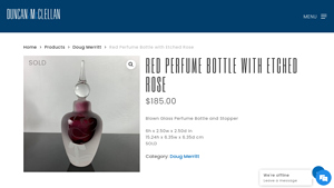 DM Glass - Red Perfume Bottle with Etched Rose