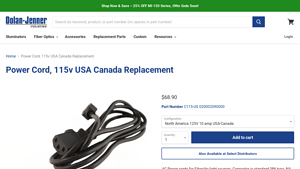 Dolan-Jenner - Power Cord 115V Replacement