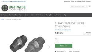 Drainage Connect - 1-1/4 Clear PVC Swing Check Valve