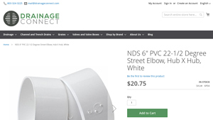 NDS - 6 PVC 22-1/2 Degree Street Elbow