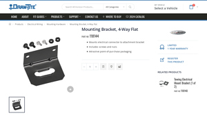 Tow Ready - Mounting Bracket, 4-Way Flat