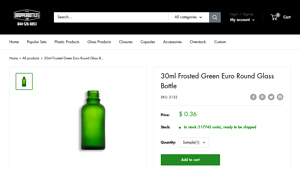 Dropper Bottles - 30ml Frosted Green Euro Round Glass Bottle