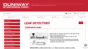 Duniway - Helium Leak Standards