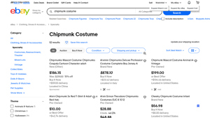 eBay - Chipmunk Costume Listings