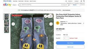 Sky - Turquoise Trampoline Park Gripper Socks
