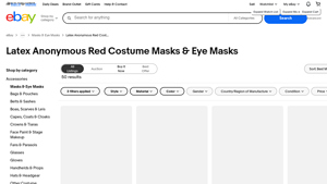 Anonymous Red Latex Masks - Full Face & Eye Masks