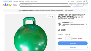Green Ride On Bouncing Hop Ball - Kids Jump Toy