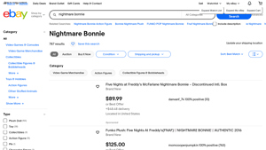eBay - Nightmare Bonnie Plush and Collectibles