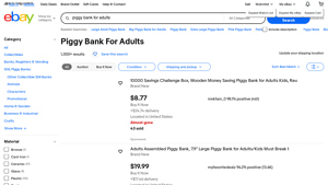Piggy Bank for Adults - Various Materials Available