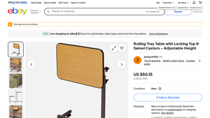 Rolling Tray Table - Locking Top & Swivel Casters
