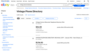 Vintage Phone Directories - Unique Listings