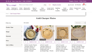 efavormart - Wholesale Gold Charger Plates