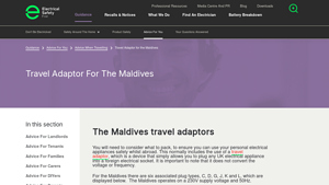 Electrical Safety First - Travel Adaptor for Maldives