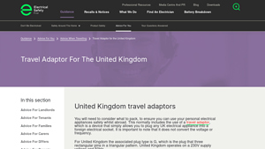 Electrical Safety First - UK Travel Adaptor