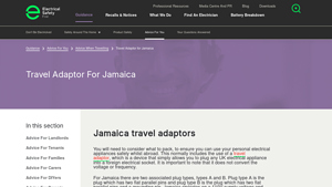 Electrical Safety First - Travel Adaptor for Jamaica