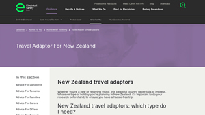 Electrical Safety First - Travel Adaptor for New Zealand