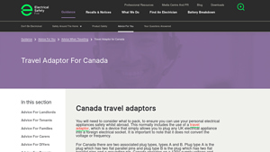 Electrical Safety First - Travel Adaptor for Canada