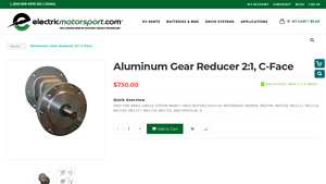 Electric Motorsport - Aluminum Gear Reducer 2:1, C-Face