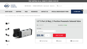 Electric Solenoid Valves - 4 Way 5 Ports 2 Position