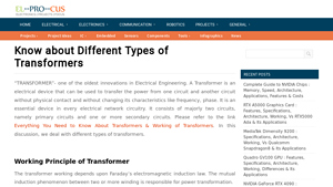 Elprocus - Types of Transformers