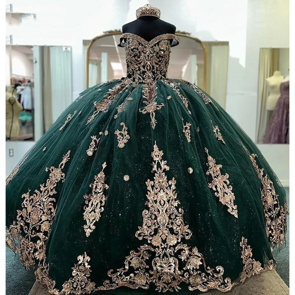 An application scenario or product detail of emerald green and black lace off the shoulder - Image 5