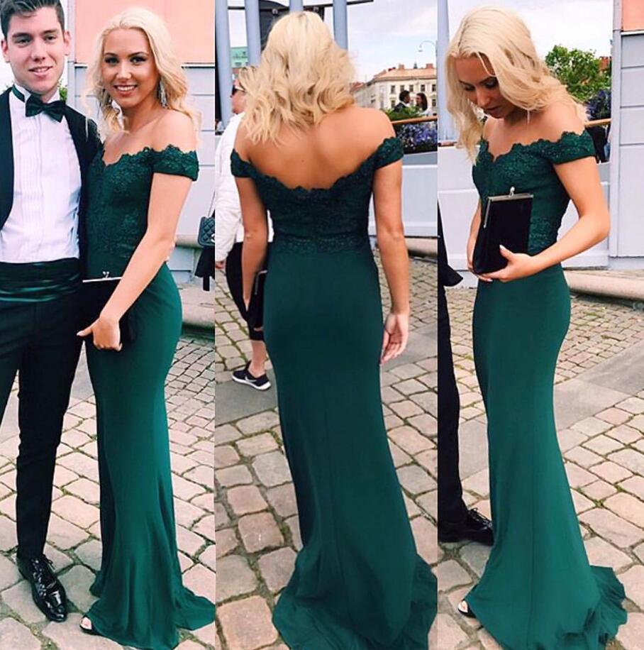 An application scenario or product detail of emerald green and black lace off the shoulder - Image 7