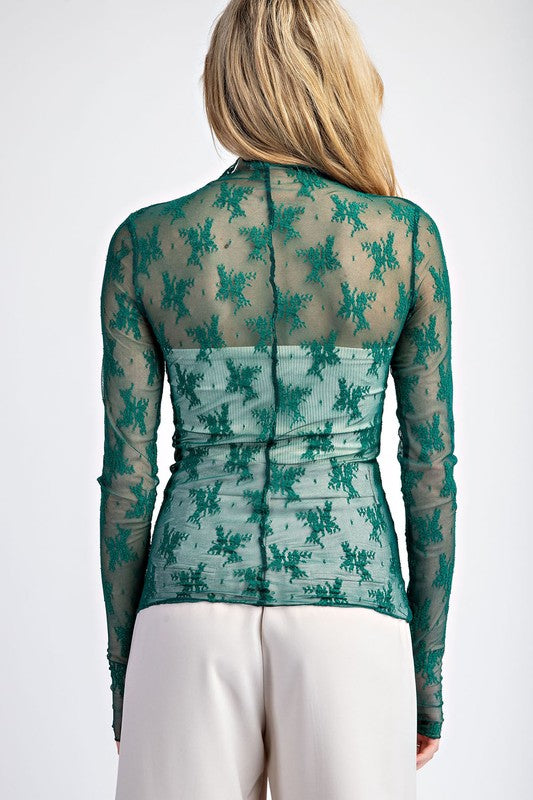 An application scenario or product detail of emerald green and black lace renaissance long sleeve top amazon - Image 20