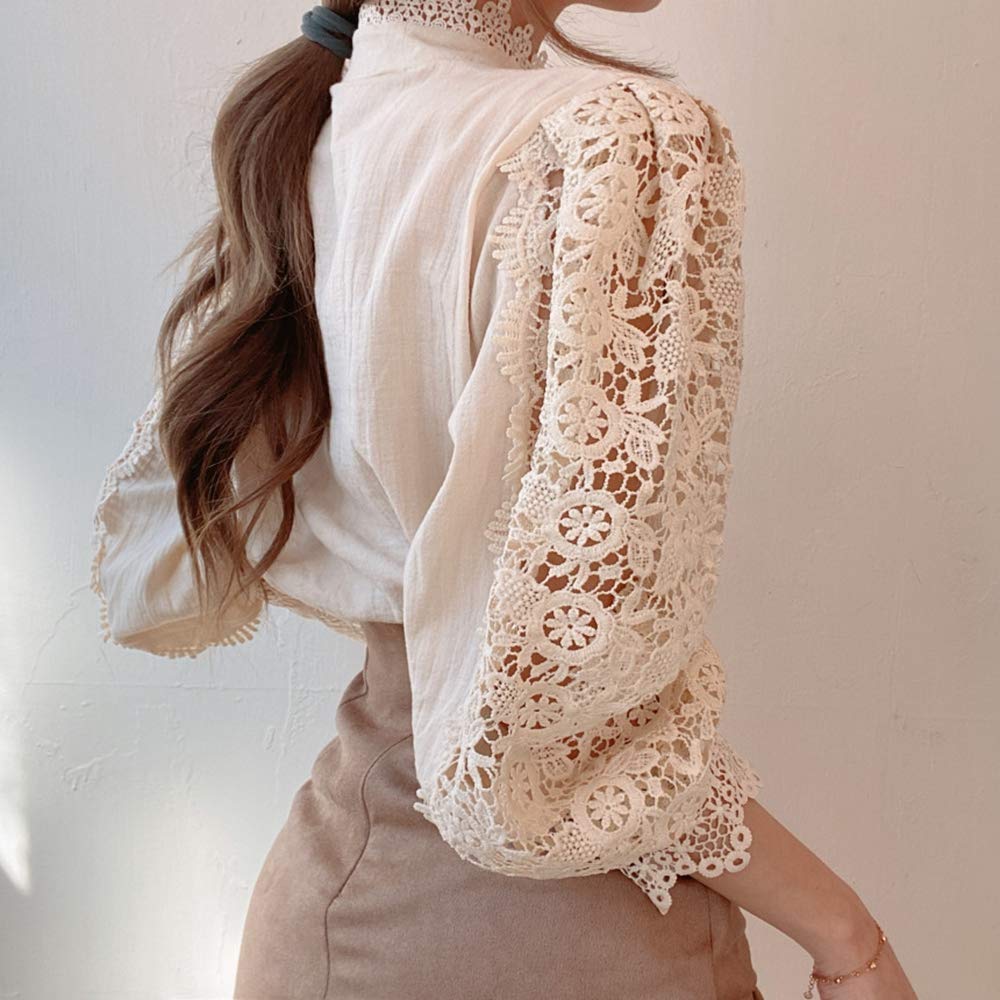 An application scenario or product detail of emerald green and black lace victorian long sleeve top amazon - Image 13