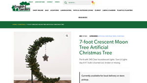 English Gardens - 7-Foot Crescent Moon Tree Artificial Christmas Tree