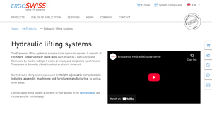Ergoswiss - Hydraulic Lifting Systems