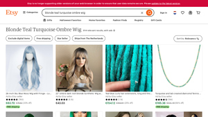 Etsy - Blonde Teal Turquoise Ombre Wigs