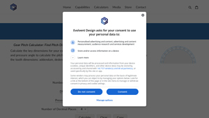 Evolvent Design - Gear Dimensions Calculator