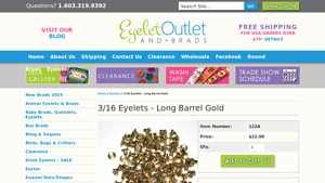 Eyelet Outlet - Gold 4mm Eyelets