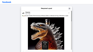 Godzilla - 70th Anniversary Whiskey Bottle