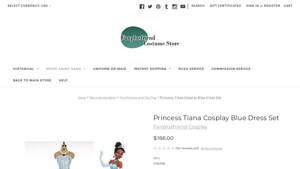 Fanplusfriend Cosplay - Princess Tiana Cosplay Blue Dress Set