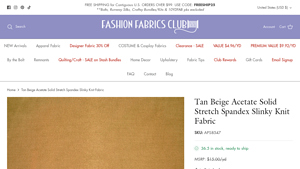 Fashion Fabrics Club - Tan Beige Acetate Stretch Slinky Knit