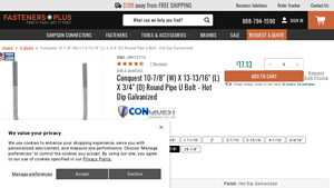 Fasteners Plus - 10 Galvanized U-Bolt