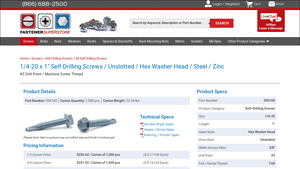 Fastener Superstore - Self-Drilling Hex Washer Head Screws