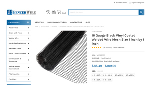 Fencer Wire - 16 Gauge Black Vinyl Coated Welded Wire Mesh