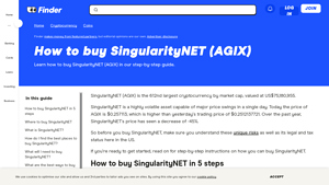 Screenshot of How to buy SingularityNET (AGIX) | Buy AGIX in 5 steps | Finder.com