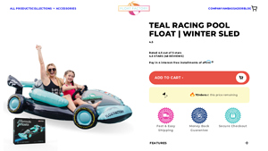 Float Factory - Teal Racing Pool Float