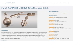 Flowline - Switch-Tek™ LV3X & LH35 High-Temp Float Level Switch